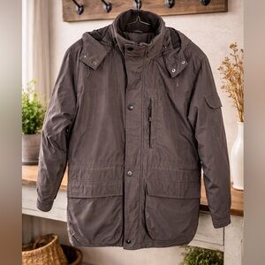 St. John’s Bay, MT/ML, Men's Brown Coat, with Hood, Adjustable Waist & Cuffs.ERC